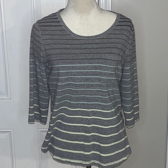 Christopher and Banks women’s 3/4 sleeve top striped top Size Large Petite - Picture 2 of 8